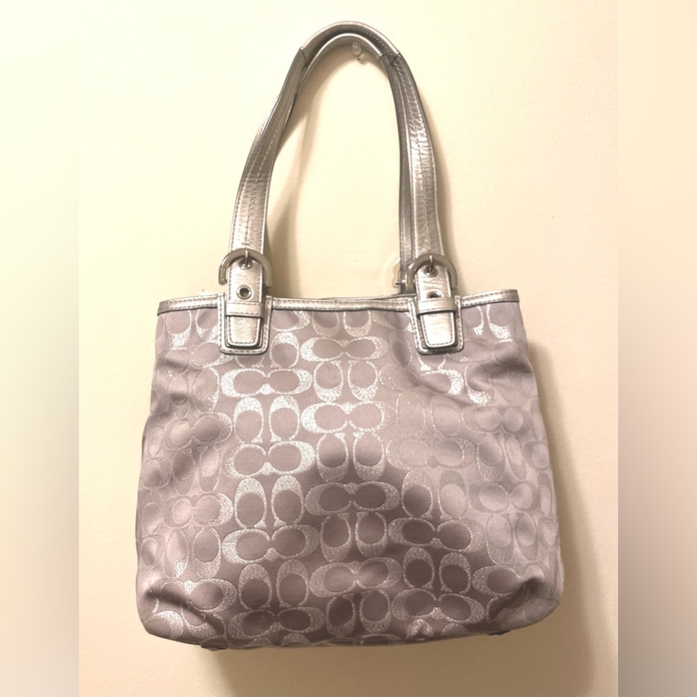 Coach metallic canvas and learher bag